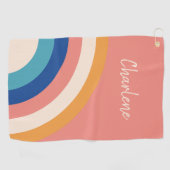 Moderne Retro Girly Pro Golfer Golfhanddoek (Horizontaal)