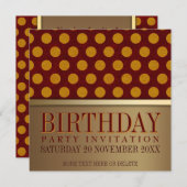 Moderne Retro Gold Birthday Kaarten voor uitnodigi (Voorkant / Achterkant)