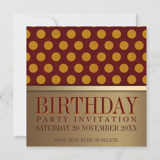 Moderne Retro Gold Birthday Kaarten voor uitnodigi (Voorkant)