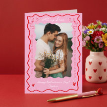 Moderne Retro Golvende Roze Rood Koppel Foto Valen
