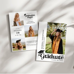 Moderne Retro Graduation Cap Fotocollage Kaart