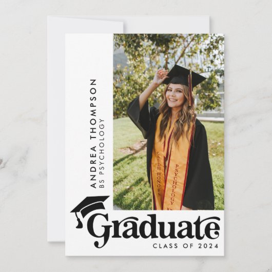 Moderne Retro Graduation Cap Fotocollage Kaart (Voorkant)