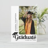 Moderne Retro Graduation Cap Fotocollage Kaart (Staand voorkant)