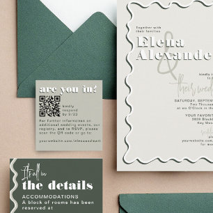 Moderne Retro Green Sage RSVP QR Code Kaart