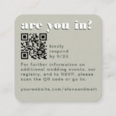 Moderne Retro Green Sage RSVP QR Code Kaart (Voorkant)