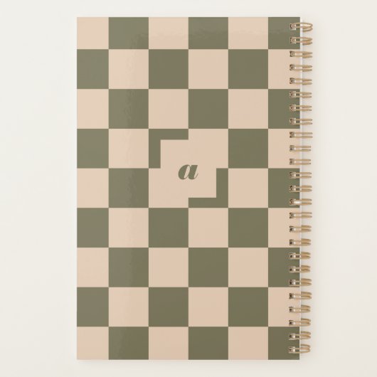 Moderne Retro Groen Geruit Patroon Boog Foto Planner (Achterkant)