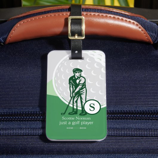 Moderne Retro Groene Bagage Label voor Golfers (Voorkant Insitu 2)