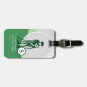 Moderne Retro Groene Bagage Label voor Golfers (Voorkant horizontaal)
