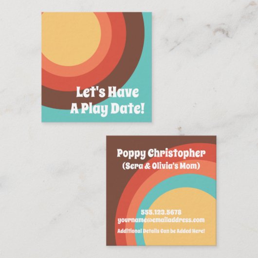 Moderne Retro Groovy Bright Laten we een speeldatu Contactkaartje (Voorkant / Achterkant)