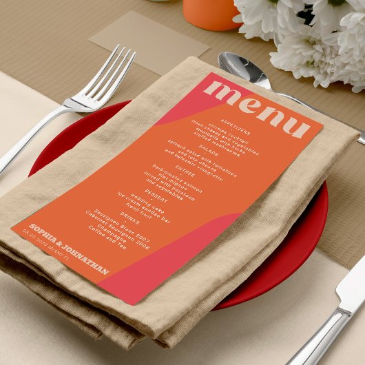 Moderne retro groovy bruiloft template menu