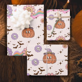 Moderne Retro Groovy Fun Halloween Inpakpapier Vel