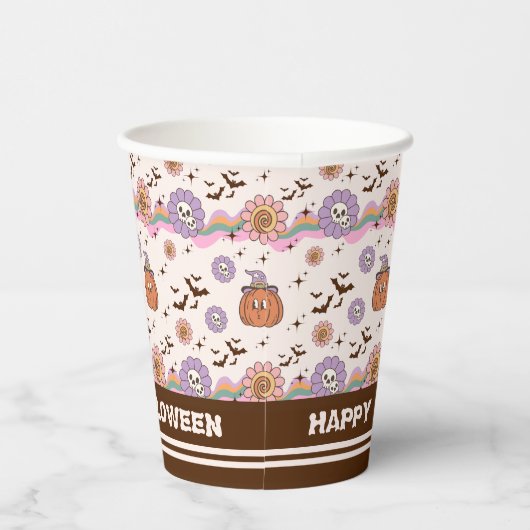 Moderne Retro Groovy Fun Halloween Papieren Bekers (Rechts)
