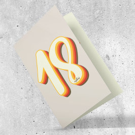 Moderne Retro Groovy Grijs Achttien 18e Verjaardag Kaart