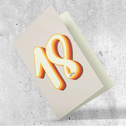 Moderne Retro Groovy Grijs Achttien 18e Verjaardag Kaart