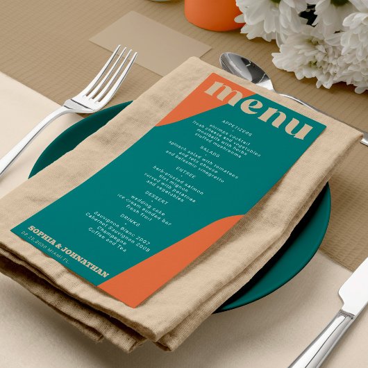 Moderne retro groovy huwelijks sjabloon menu