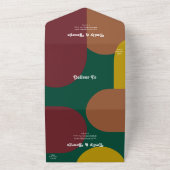 Moderne Retro Groovy jaren 70 Kleurrijke Abstracte All In One Uitnodiging (Buitenkant)