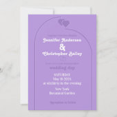 Moderne Retro groovy lavendel 70s bruiloft Kaart (Voorkant)