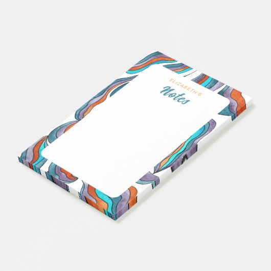 Moderne Retro Groovy Oranje Blauw Paarse notities  Post-it® Notes (Schuin)