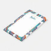 Moderne Retro Groovy Oranje Blauwe Paarse Notitiep Post-it® Notes (Schuin)