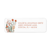 Moderne Retro Groovy Oranje Return Address Labels (Voorkant)