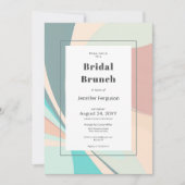 Moderne Retro Groovy Peach Blauwgroen Aqua Bridal Kaart (Voorkant)