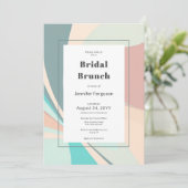 Moderne Retro Groovy Peach Blauwgroen Aqua Bridal Kaart (Staand voorkant)
