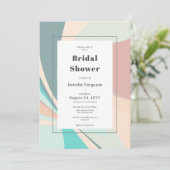 Moderne Retro Groovy Peach Blauwgroen Aqua Vrijgez Kaart (Staand voorkant)