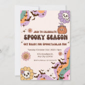 Moderne Retro Groovy Spooktacular Fun Halloween Kaart (Voorkant)