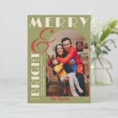 Moderne Retro Grunge Fotoboog Kerst Feestdagenkaart (Staand voorkant)