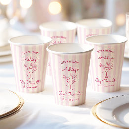 Moderne retro handgetekende cocktail 30e verjaarda papieren bekers