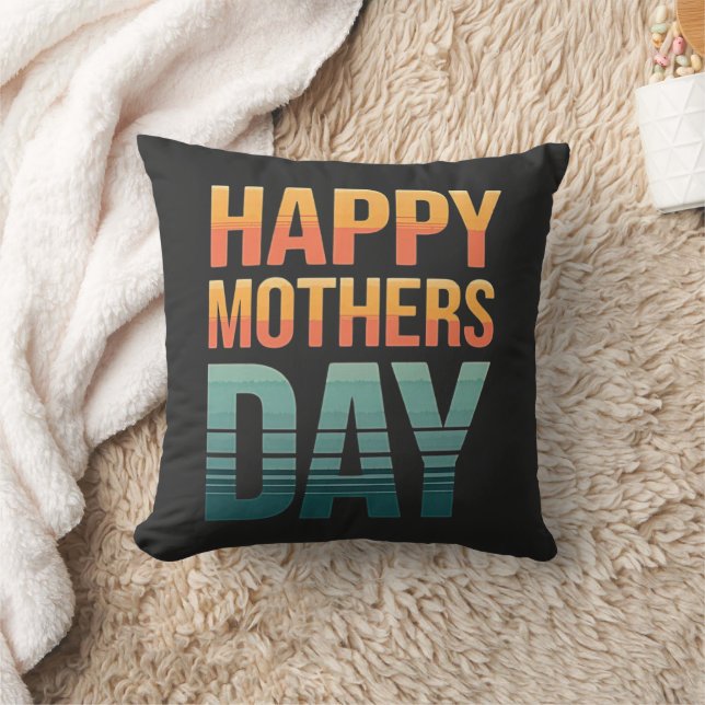Moderne Retro Happy Mothers Day Kussen (Deken)