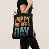 Moderne Retro Happy Mothers Day Tote Bag (Dichtbij)
