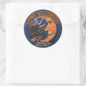 Moderne Retro Heks en Maan - Gepersonaliseerde Pun Ronde Sticker (Tas)