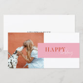 Moderne Retro Helder Roze Oranje Script Hond Feestdagenkaart (Voorkant / Achterkant)