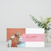 Moderne Retro Helder Roze Oranje Script Hond Feestdagenkaart (Staand voorkant)