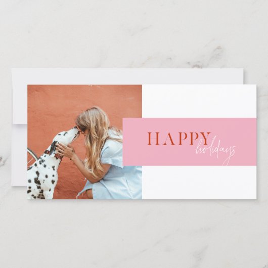 Moderne Retro Helder Roze Oranje Script Hond Feestdagenkaart (Voorkant)