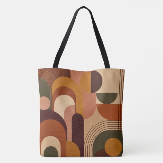 Moderne Retro Herfst Geometrisch Tote Bag (Achterkant)