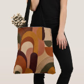 Moderne Retro Herfst Geometrisch Tote Bag (Dichtbij)