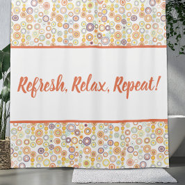 Moderne retro herfstcirkels uit het midden van de douchegordijn