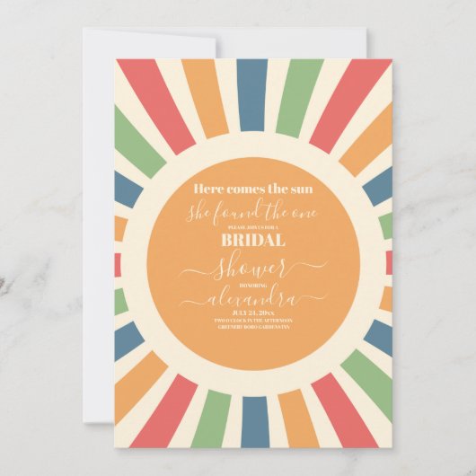 Moderne Retro Hier Komt de Zon Vrijgezellenfeest Kaart (Voorkant)