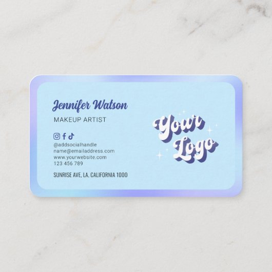 Moderne Retro Holografische Nails Lashes Beauty Lo Visitekaartje (Achterkant)