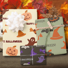 Moderne retro  illustratie Happy Halloween Inpakpapier Vel