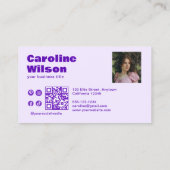 Moderne Retro Indigo Professionele Foto QR-code Visitekaartje (Achterkant)