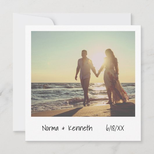 Moderne Retro Instant Foto Huwelijk Kaart (Voorkant)