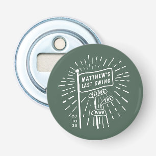 Moderne Retro Jonggezellenfeest Laatste Swing Golf Button Flesopener