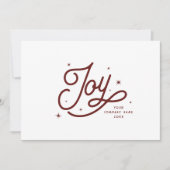 Moderne Retro Joy Kerst Zakelijk Rood Feestdagenkaart (Voorkant)