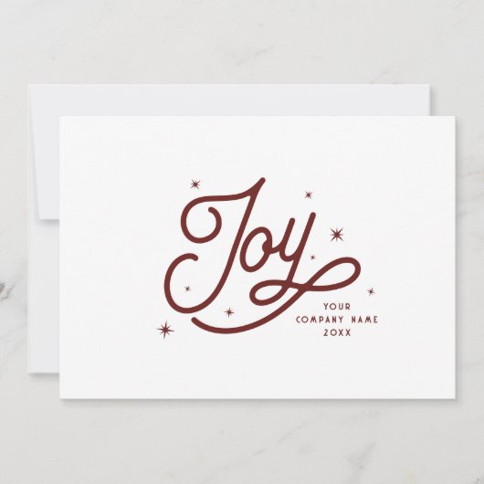 Moderne Retro Joy Kerst Zakelijk Rood Feestdagenkaart (Voorkant)