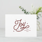 Moderne Retro Joy Kerst Zakelijk Rood Feestdagenkaart (Staand voorkant)