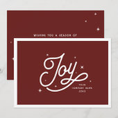 Moderne Retro Joy Kerst Zakelijk Rood Feestdagenkaart (Voorkant / Achterkant)