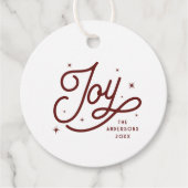 Moderne Retro Joy Kerstscript Typografie | Red Bedankjes Labels (Voorkant)
